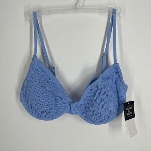 Salt + Cove Cornflower Blue Smocked Underwire Bikini Top SC251003CT Large NWT